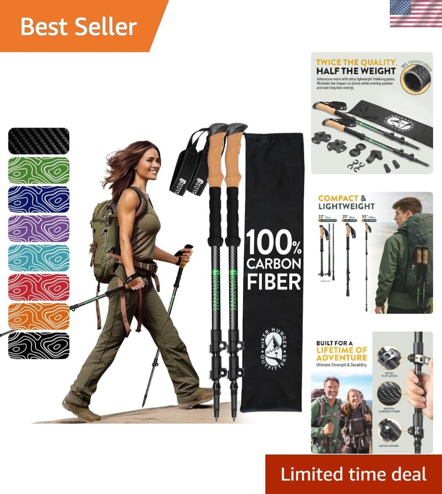 Lightweight Collapsible Trekking Poles with Cork Grips – Extendable 24-55 inches