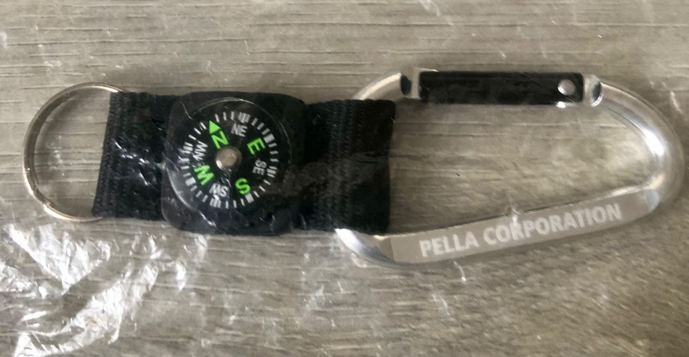 Carabiner Compass Keychain, Nylon FOB, New in Package