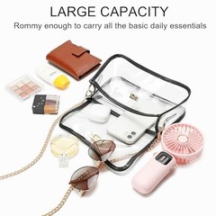 Clear Bag Stadium Event Concert Approved, Transparent Clear Crossbody Black