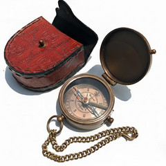 Antique Brass Pocket Compass Engraved Personalized Gift for Camping Nautical Use