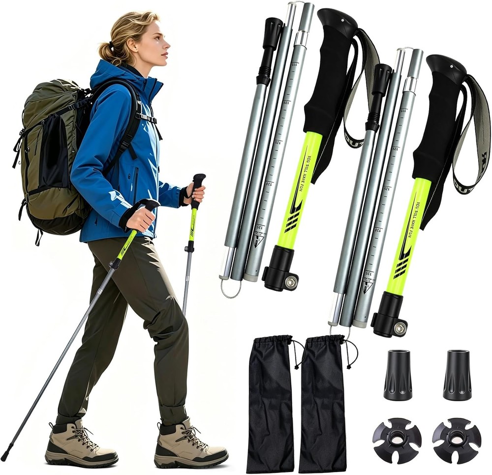 Collapsible Trekking Poles Hiking Lightweight Folding Hiking Poles W/ Flip Lock