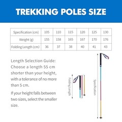 Collapsible Trekking Poles 2-Pack Walking Hiking Sticks for 120 CM Colorful