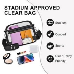 Clear Bag for Stadium Events Clear Purse Stadium Bag Satchel Small Black Clear
