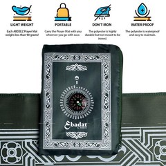Portable Travel Prayer Mat Compass Weights Pouch Pocket Size Green Foldable
