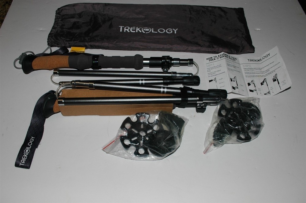 TREKOLOGY TREK-Z COLLAPSIBLE HIKING TREKKING POLES – OPEN BOX