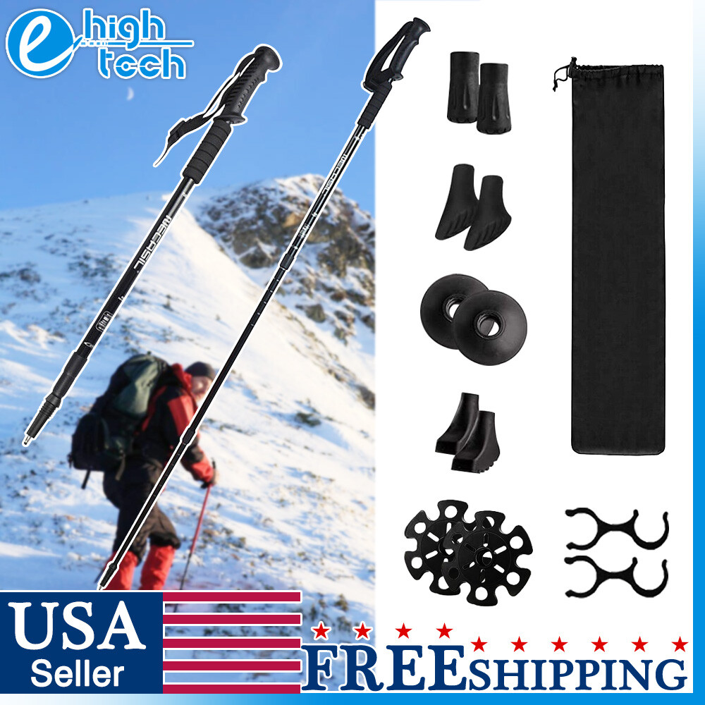 2x Trekking Poles Nordic Walking Hiking Sticks Anti-shock Adjustable Alpenstock