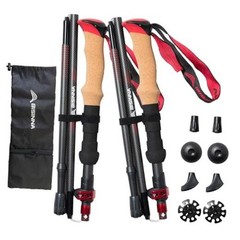 Carbon Fiber Trekking Poles Collapsible Hiking Poles Lightweight 115-135 Black