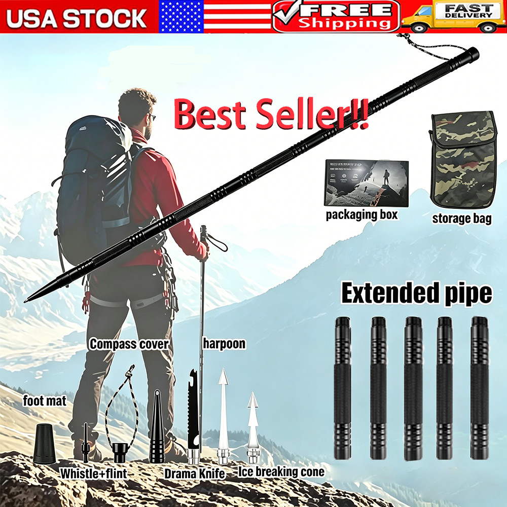 Trekking Pole Travel Walking Stick, Multifunctional Lightweight Aircraft Alumi