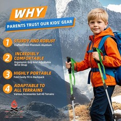 Lightweight Adjustable Kids Hiking Poles – Aluminum Trekking Poles 2 Pack