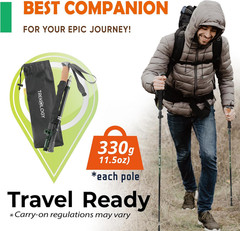 Trek-Z Cork Grip Trekking Poles – Lightweight Folding Hiking Poles, Adjustable H