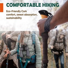 Trek-Z Cork Grip Trekking Poles – Lightweight Folding Hiking Poles, Adjustable