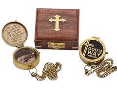 Gods Way Brass Compass Psalm 328 Engraved Gift for Baptism First Communion