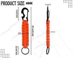 YCConcept 2 Pieces Carabiner Keychain Hook Paracord 6.1 inches, Black+orange