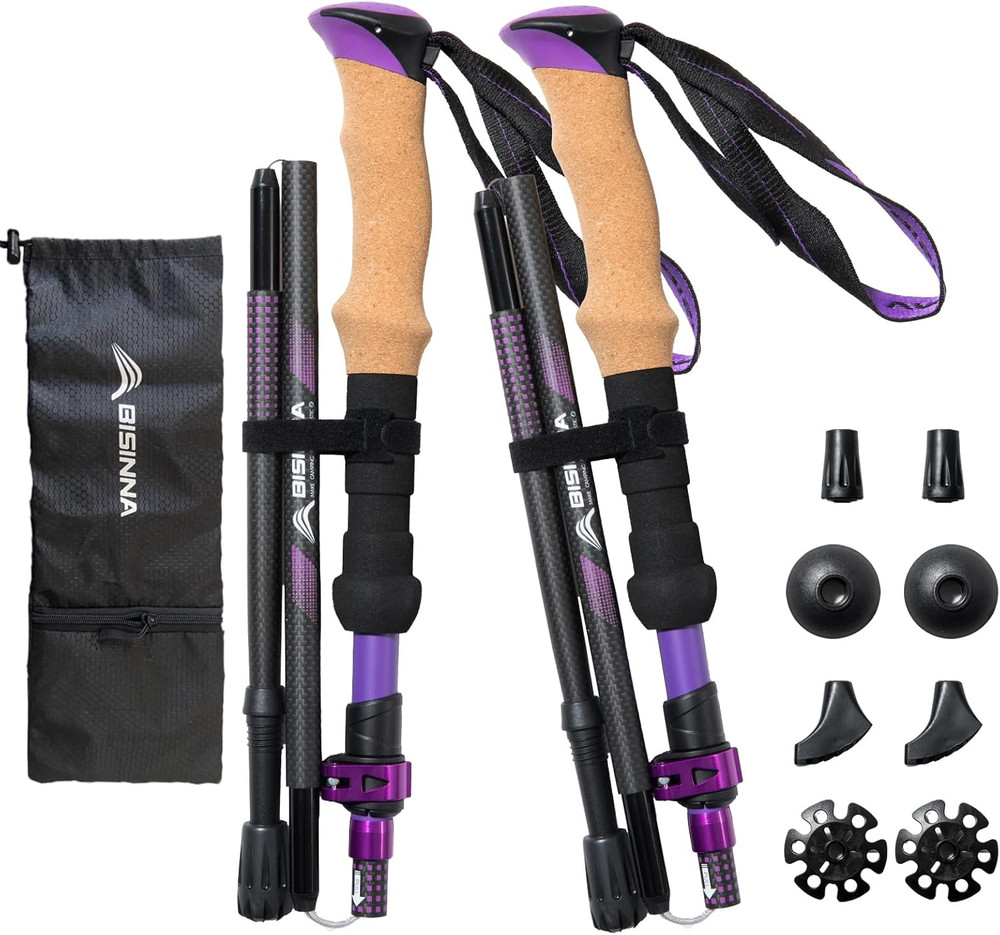 Carbon Fiber Trekking Poles Collapsible Hiking Poles Lightweight Walking Sticks