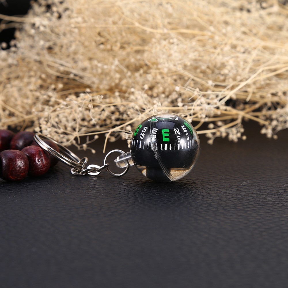 28mm Ball Keychain Liquid Filled Compass Camping Hiking Travel Outdoor