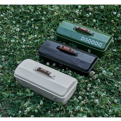 Compact 36x15x11cm Metal Camping Toolbox with Felt Lining and Ergonomic Handle