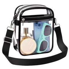 Clear Bag for Stadium Events, Clear Purse with Removable Strap, Black Strap
