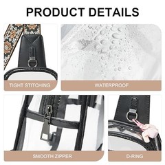 Clear Bag for Stadium Events Transparent Crossbody Bag 1-3 Two-toned Black