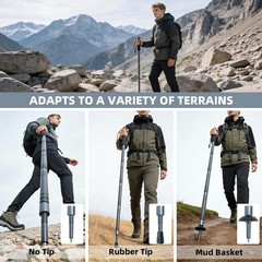 Hiking Trekking Pole, Adjustable Length Walking Stick Survival Lightweight
