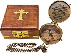 Compass with Wooden Box Bible Verse Cross with John 3:16 Bible