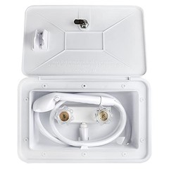RV Exterior Shower Box Kit with Lock for Outside, Outdoor Non-Metallic RV white