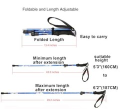 Aluminum Collapsible Ultralight Travel Trekking Hiking Pole for Men and Women…