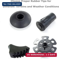 Walking Stick Tips Rubber 4pcs Trekking Pole Tips Replacement- Rubber Feet for H
