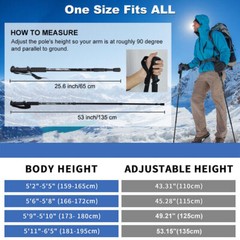 2X Hiking Trekking Poles Nordic Walking Sticks Adjustable Anti-shock Alpenstock