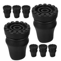 8Pcs Reusable Black Walking Stick Tips Crutch Pads with Shock Absorption