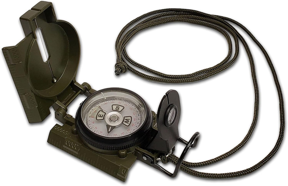 Scout Lensatic Compass – Lensatic Military Style Sighting Compass with Case and