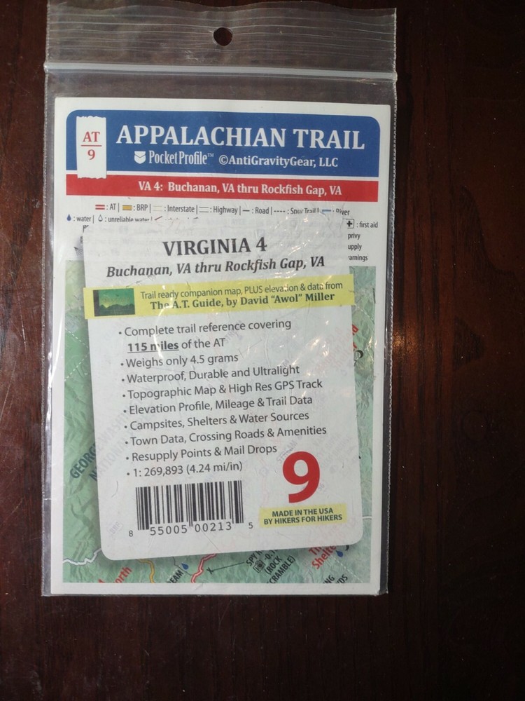 Appalachian Trail Pocket profile Map-Brand New-SHIPS N 24 HOURS