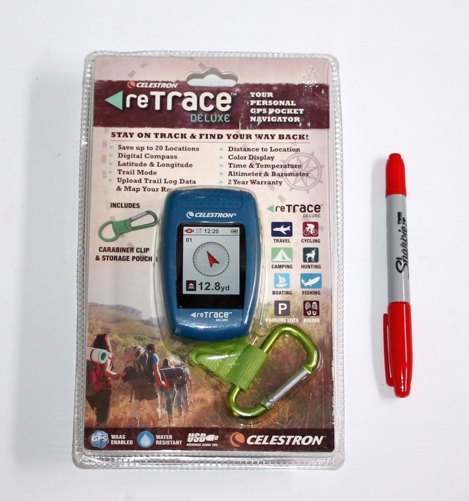 New Sealed Celestron Retrace Deluxe Handheld GPS Navigator Clip On