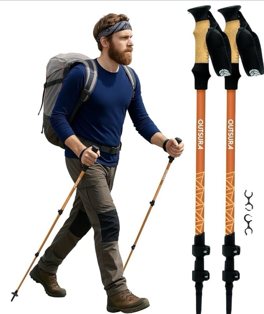 Outsura Trekking Poles for Hiking Collapsible Lightweight Aircraft Graded