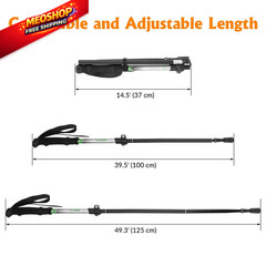 Travel Folding Trekking Hiking Pole with Carrying collapsible foldable, Black