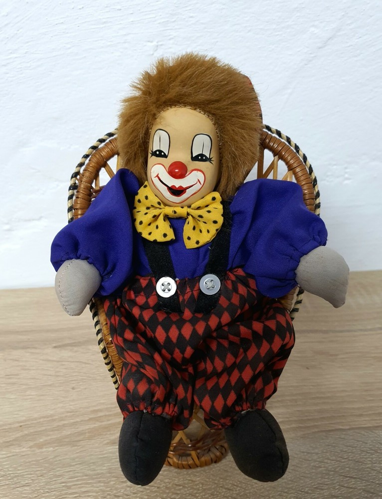 Artist doll porcelain doll clown 22 cm collector rarity Vintage