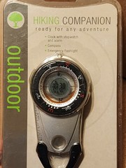 Hiking Companion Outdoor Compass Clock with Stopwatch & Alarm, Flashlight 63-313