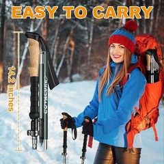 COVACURE Cork Handle Trekking Gray Long (110-130cm), (110-130cm)