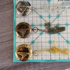 Brass Sundial Compass w/ Optional 27″ Necklace Chain – Gold, Silver, Antique