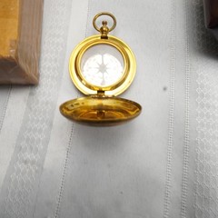 Marine Art Handicrafts Brass Pocket Compass W Wood Case Box Nautical Decor Gift