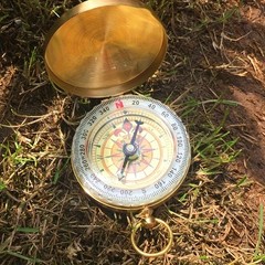 Antique Style Brass Compass with Luminous Dial, Perfect for Camping & Survival