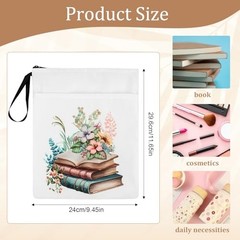 Book Sleeve Waterproof Book Protector Book Pouch with Zipper and Front Floral