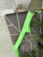 Handmade Neon Green Hiking Stick With Glow In the Dark Star And Green Rope
