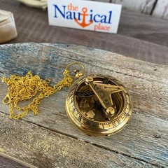 Brass Sundial Compass w/ Push Button & Hinged Lid, Pocket Style, Set 3