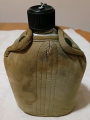 Vintage Stansport Aluminum Metal Canteen With Canvas Case Made in Japan B20
