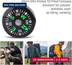 Pocket Compass, 20mm 12pcs Mini Pocket Oil Filled Compass for Hiking Camping Out