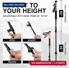 Montem Ultra Strong Trekking, Walking, and Hiking Poles – Collapsible, Lightweig