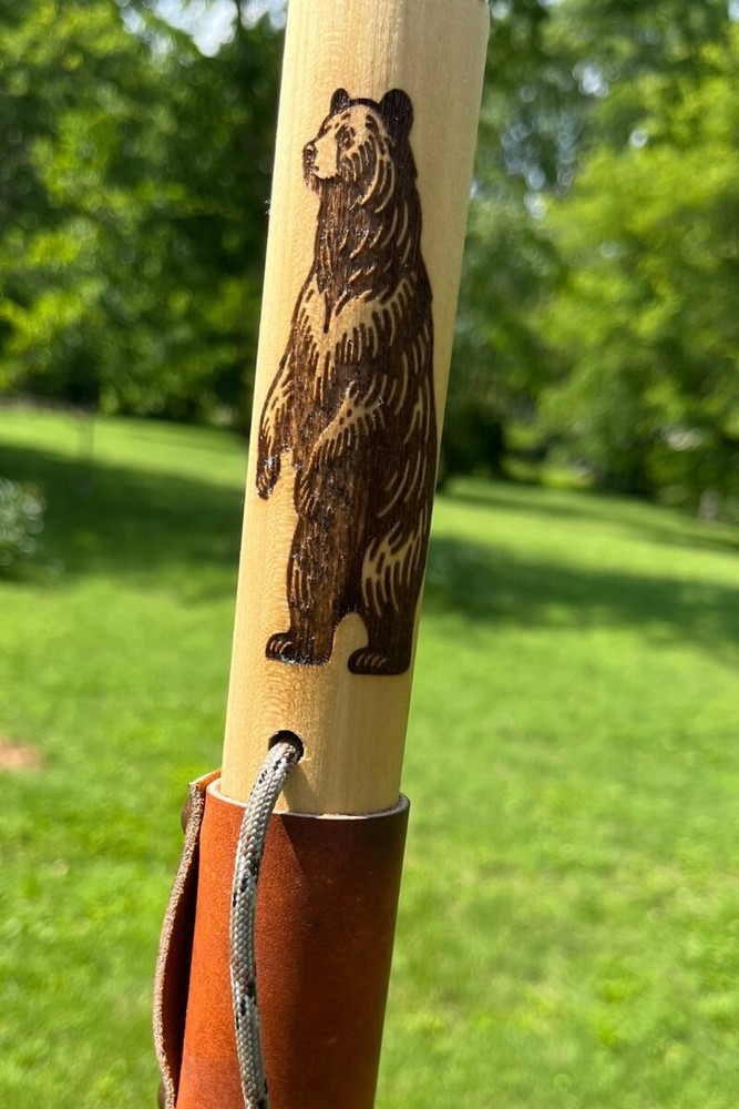 Standing Black Bear, Natural Earth Tones Poplar Wood Walking Stick Hiking Staff