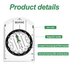 9 Pieces Orienteering Compass Hiking Backpacking Camping Compass Map Reading