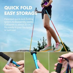 Collapsible Trekking Poles 2-Pack Walking Hiking Sticks for 120 CM Colorful