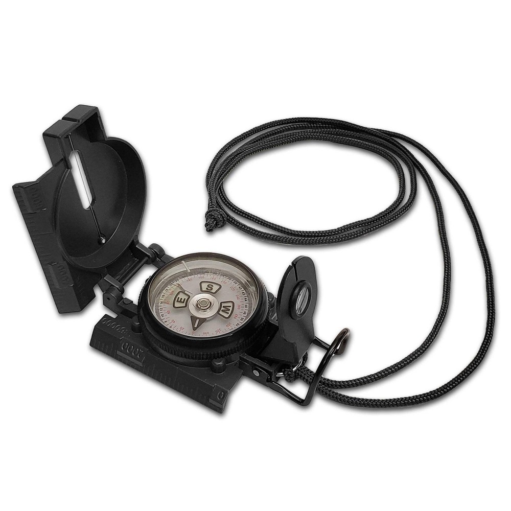 Scout™ Lensatic Compass – Traditional Phosphorescent Military Style – Black